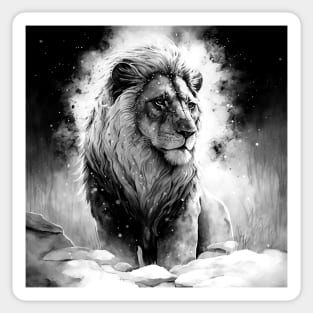 Golden Snow Lion monochrome Sticker